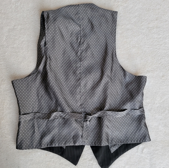 Pinstripe Vest Formal Suit Piece Black Gray Button Down J. Ferrar S - Picture 4 of 7